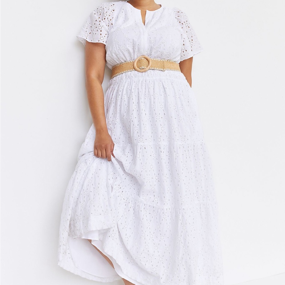 Anthropologie Maeve Somerset Eyelet Maxi Dress in Ivory
